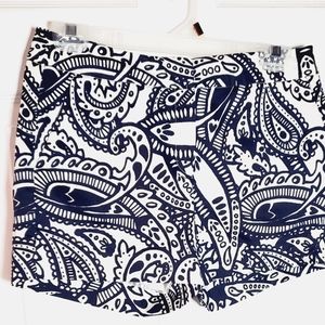 Kenji by Anthropologie blue and white cotton shorts paisley design 2